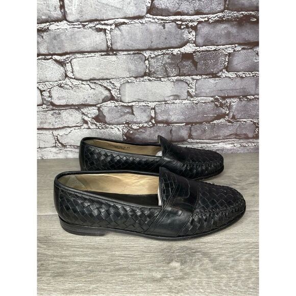 Cole Haan Black Leather Basket Weave Penny Loafers Dress Shoes Men’s 12M US/45EU - Picture 11 of 16